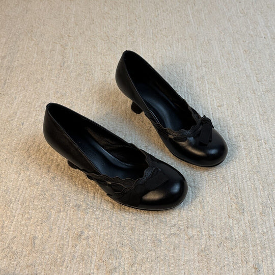 Damen elegante Ballerinas mit zierlichem Rüschendetail R&B