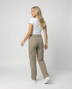 Damen hochgeschnittene Workwear-Cargohose aus robustem Baumwolltwill mit geradem Bein und aufgesetzten Klapptaschen R&B