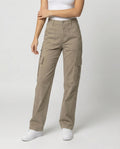 Damen hochgeschnittene Workwear-Cargohose aus robustem Baumwolltwill mit geradem Bein und aufgesetzten Klapptaschen R&B