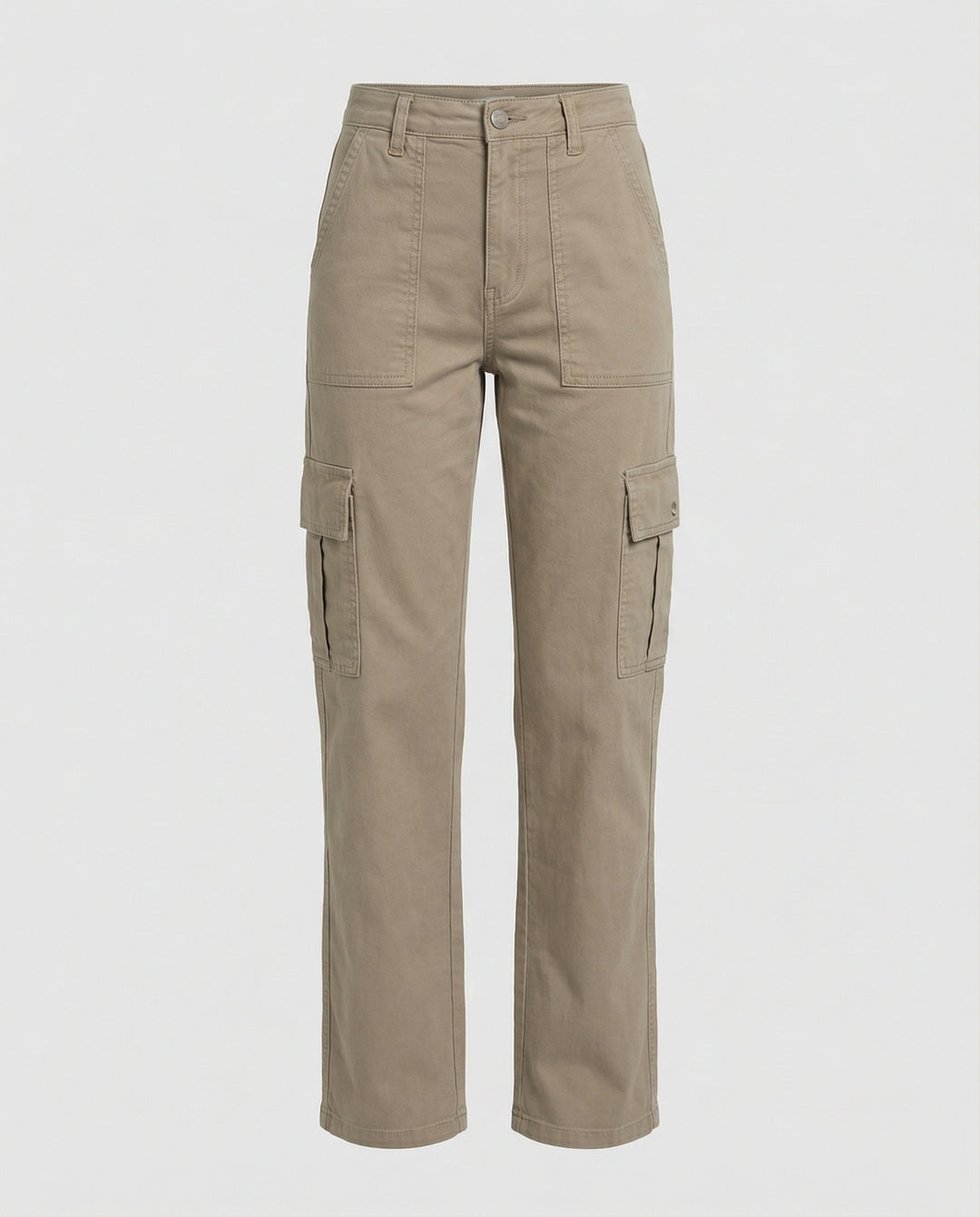 Damen hochgeschnittene Workwear-Cargohose aus robustem Baumwolltwill mit geradem Bein und aufgesetzten Klapptaschen R&B