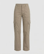 Damen hochgeschnittene Workwear-Cargohose aus robustem Baumwolltwill mit geradem Bein und aufgesetzten Klapptaschen R&B