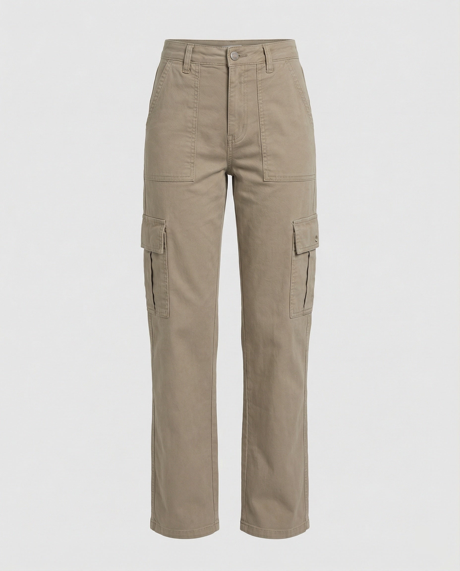 Damen hochgeschnittene Workwear-Cargohose aus robustem Baumwolltwill mit geradem Bein und aufgesetzten Klapptaschen R&B