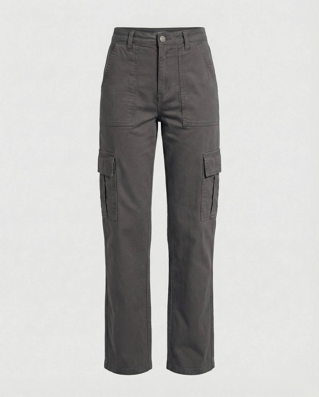 Damen hochgeschnittene Workwear-Cargohose aus robustem Baumwolltwill mit geradem Bein und aufgesetzten Klapptaschen R&B