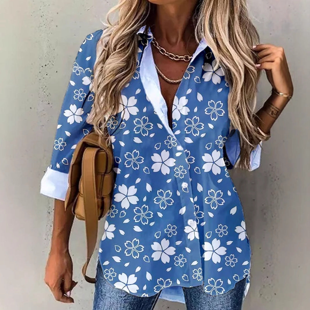 Damen Bluse mit floralem Design und Farbverlauf R&B