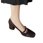 Damen Ballerina-Pumps mit dekorativem Riemchen und komfortablem Blockabsatz R&B