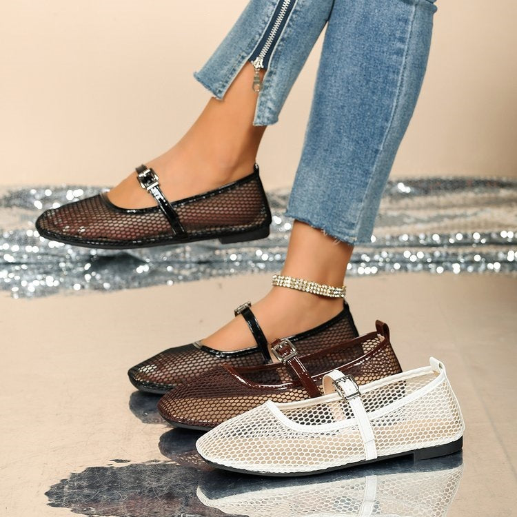 Damen Elegante und luftige Ballerinas mit Riemchen R&B
