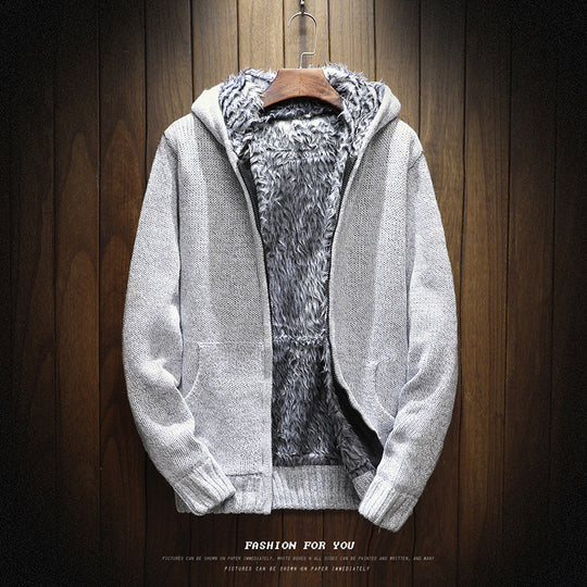 Herren kuschelige Kapuzenjacke mit weichem Innenfutter und seitlichen Eingrifftaschen R&B