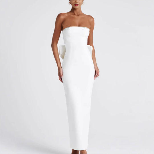 Damen Strapless Maxikleid mit raffinierter Silhouette und eleganten Details R&B