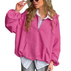 Damen lässiger Oversized-Pullover mit Stehkragen R&B