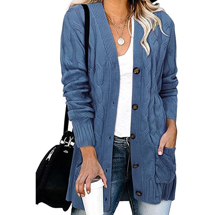 Damen Strickjacke mit dekorativem Zopfmuster und praktischen Taschen R&B