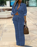 Damen lässiges Oversize-Hemd mit weitem Hosenanzug R&B