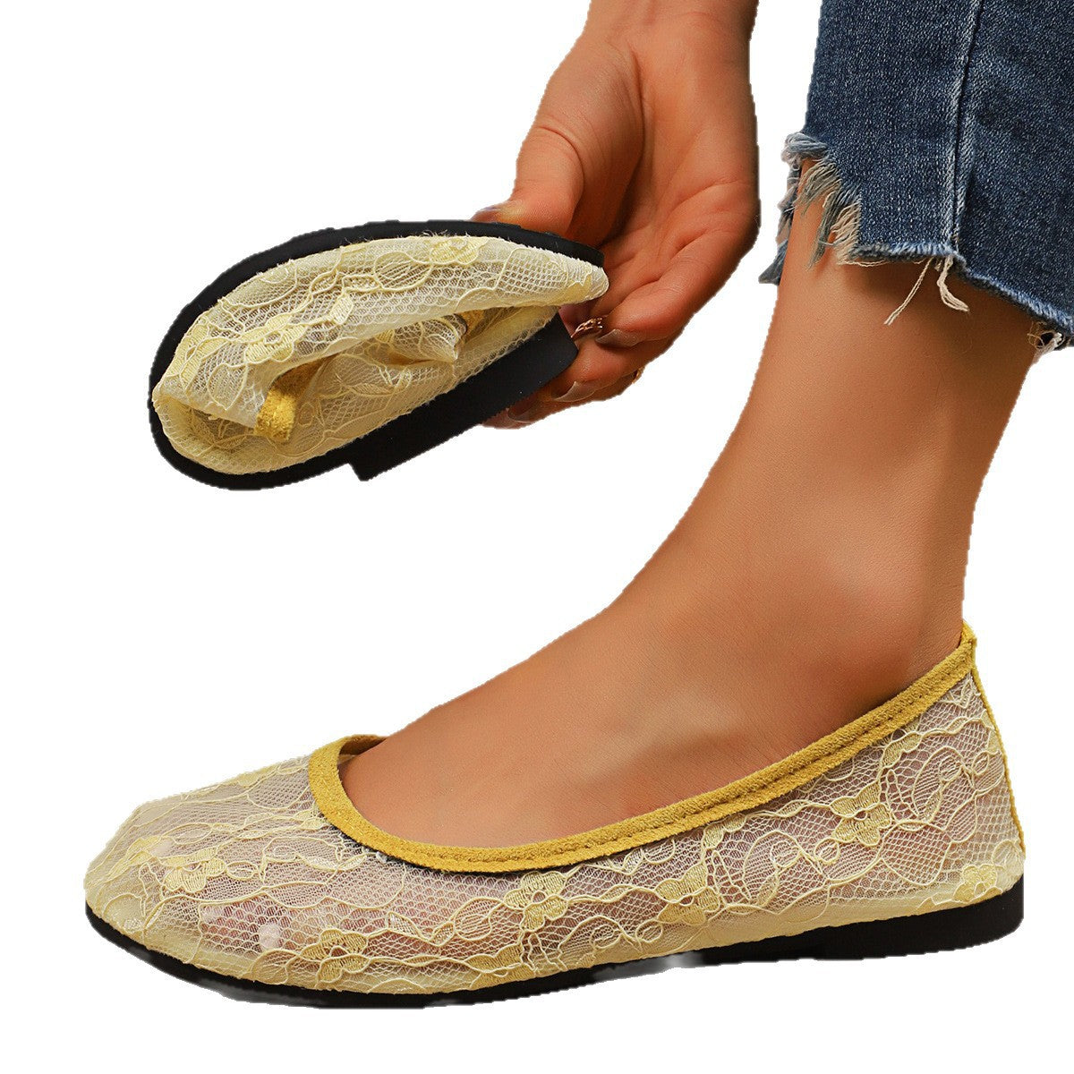 Damen Ballerinas aus feiner Spitze R&B