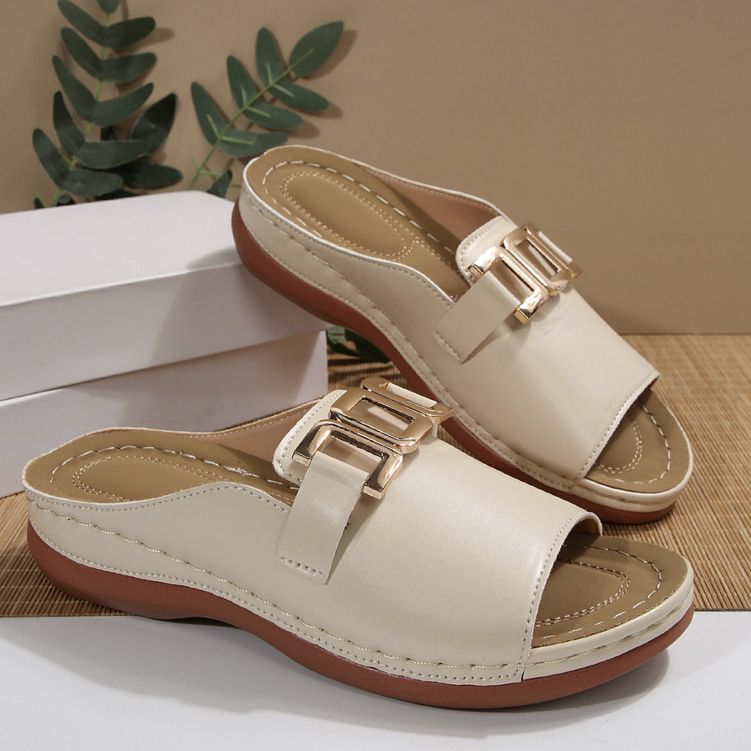 Damen Elegante Mules mit modischem Goldakzent und komfortablem Fußbett R&B