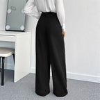Damen Hochtaillierte Weitbein-Hose mit Gürtel