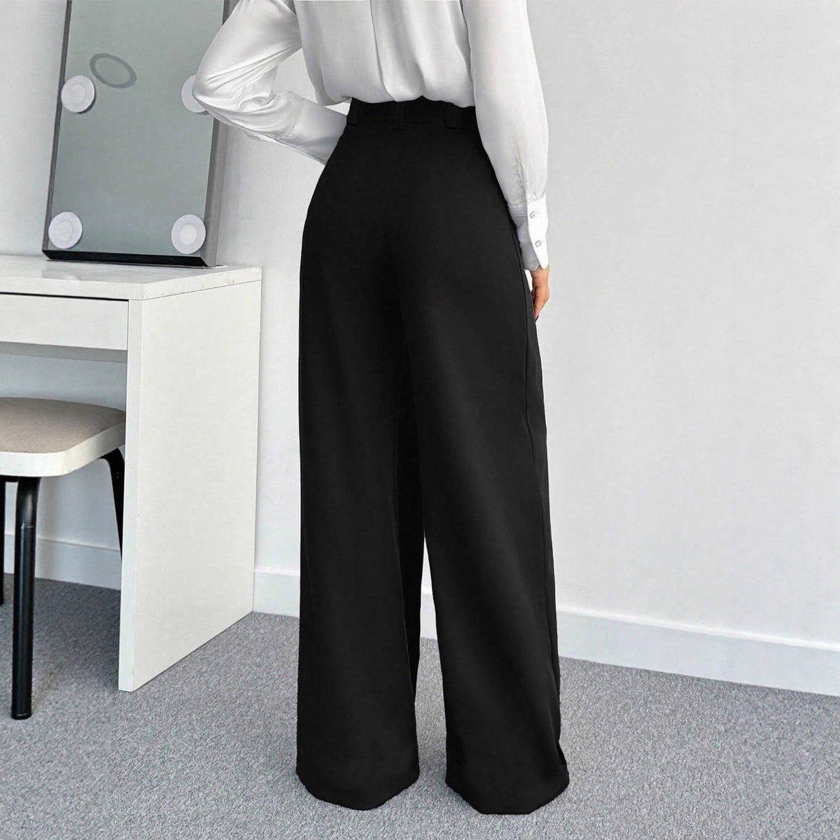 Damen Hochtaillierte Weitbein-Hose mit Gürtel