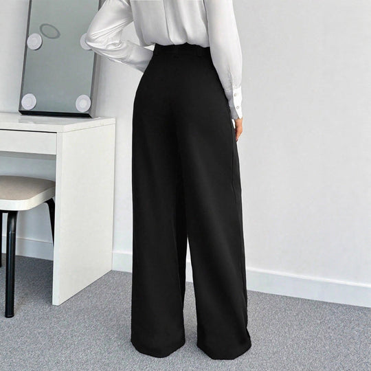 Damen Hochtaillierte Weitbein-Hose mit Gürtel R&B