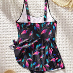 Damen Einteiler-Badeanzug mit floralem Design und Wickelrock R&B