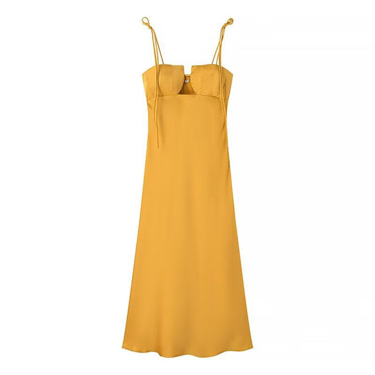 Damen Maxikleid mit verstellbaren Spaghetti-Trägern und elegantem Schnitt R&B