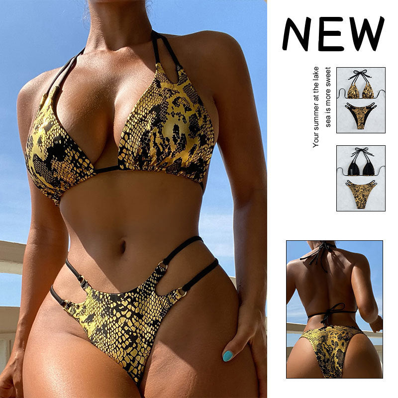 Damen Triangel-Bikini mit raffiniertem Schnitt und geschlängeltem Design R&B