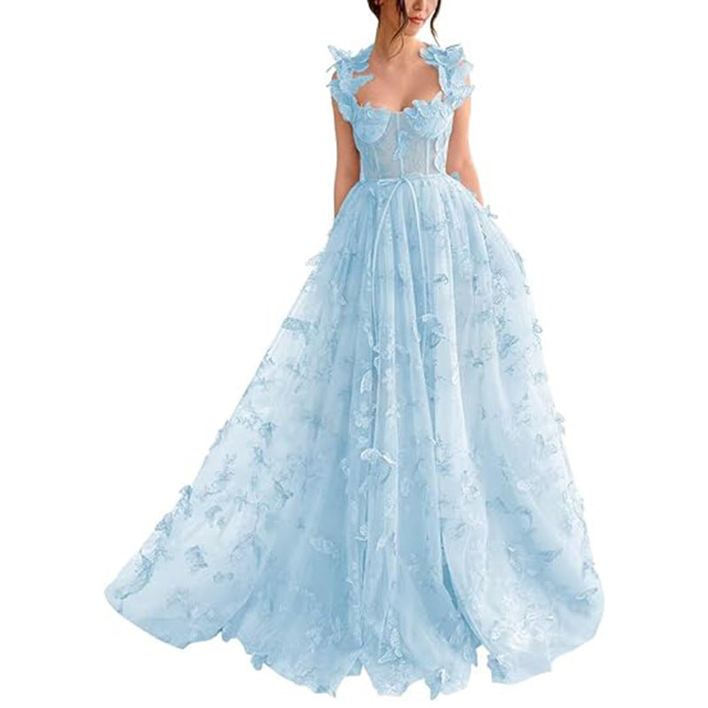 Damen Elegantes Maxikleid mit floralem Spitzenbesatz und transparenter Hülle R&B