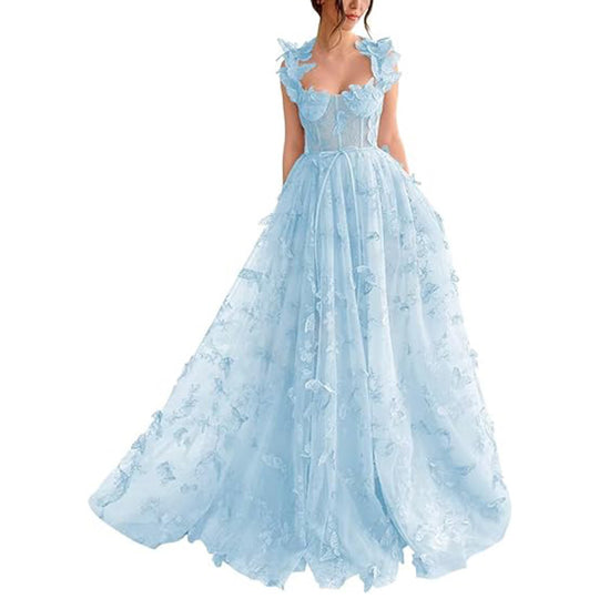 Damen Elegantes Maxikleid mit floralem Spitzenbesatz und transparenter Hülle R&B