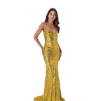 Damen Glamouröses Abendkleid mit funkelndem Paillettenmuster und V-Ausschnitt R&B