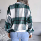 R&B | Karierter Kurze Jacke mit Brusttaschen Polyester Karriert, Modern