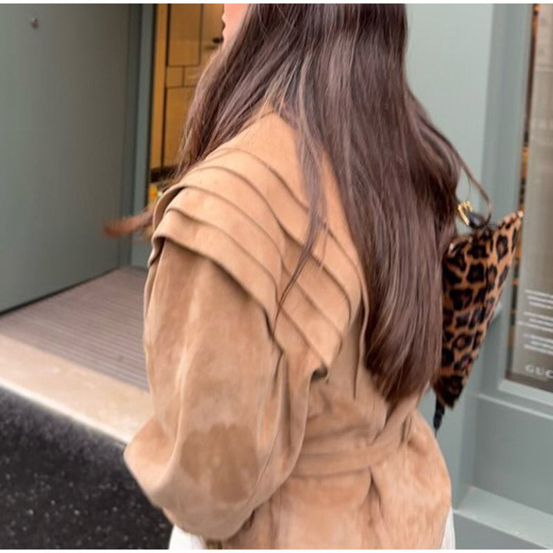 Damen Blazerjacke mit verbindbarem Gürtel und modernem Schulterdesign R&B