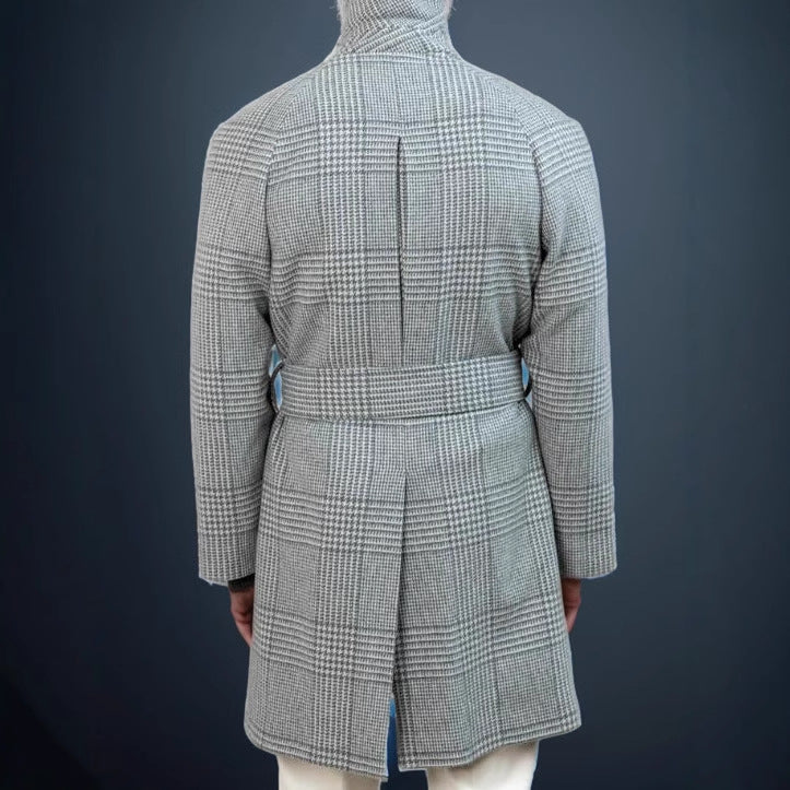 Herren klassischer karierter Wollmantel R&B