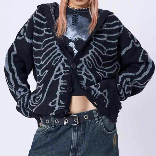 Damen Großer Kapuzenpulli mit auffälligem Grafikumhang und unkonventionellem Schnitt R&B