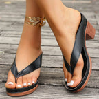 Damen Komfortable Zehentrenner-Sandalen mit modischem Plateau und elegantem Riemen R&B