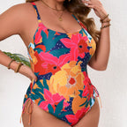 Damen Einteiler Badeanzug mit floralem Design und verstellbaren Trägern R&B