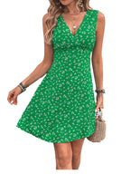 Damen Sommerkleid mit V-Ausschnitt und floralen Details R&B
