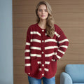 Damen Strickjacke mit dekorativen Knopfdetails und modischem Streifenmuster R&B