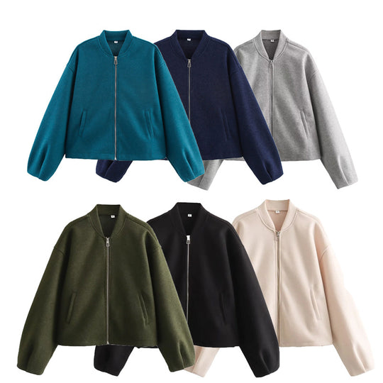 Damen Fleecejacke mit modernem Stehkragen und praktischen Taschen R&B