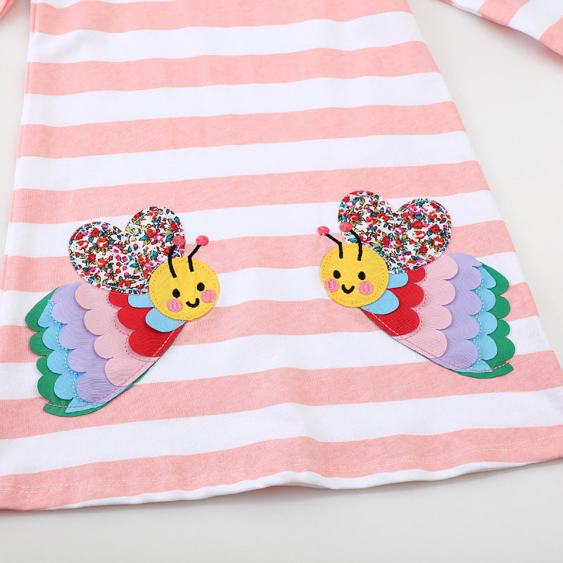 Mädchen Langarmkleid mit buntem Schmetterlingsdesign R&B