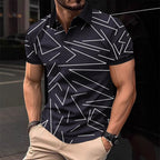 Herren Poloshirt mit modernem geometrischem Muster und atmungsaktiven Eigenschaften