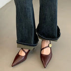 Damen elegante Sling-Pumps mit modischer Schnalle und hochwertigem Leder R&B