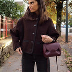 Damen modische oversized Wolljacke R&B
