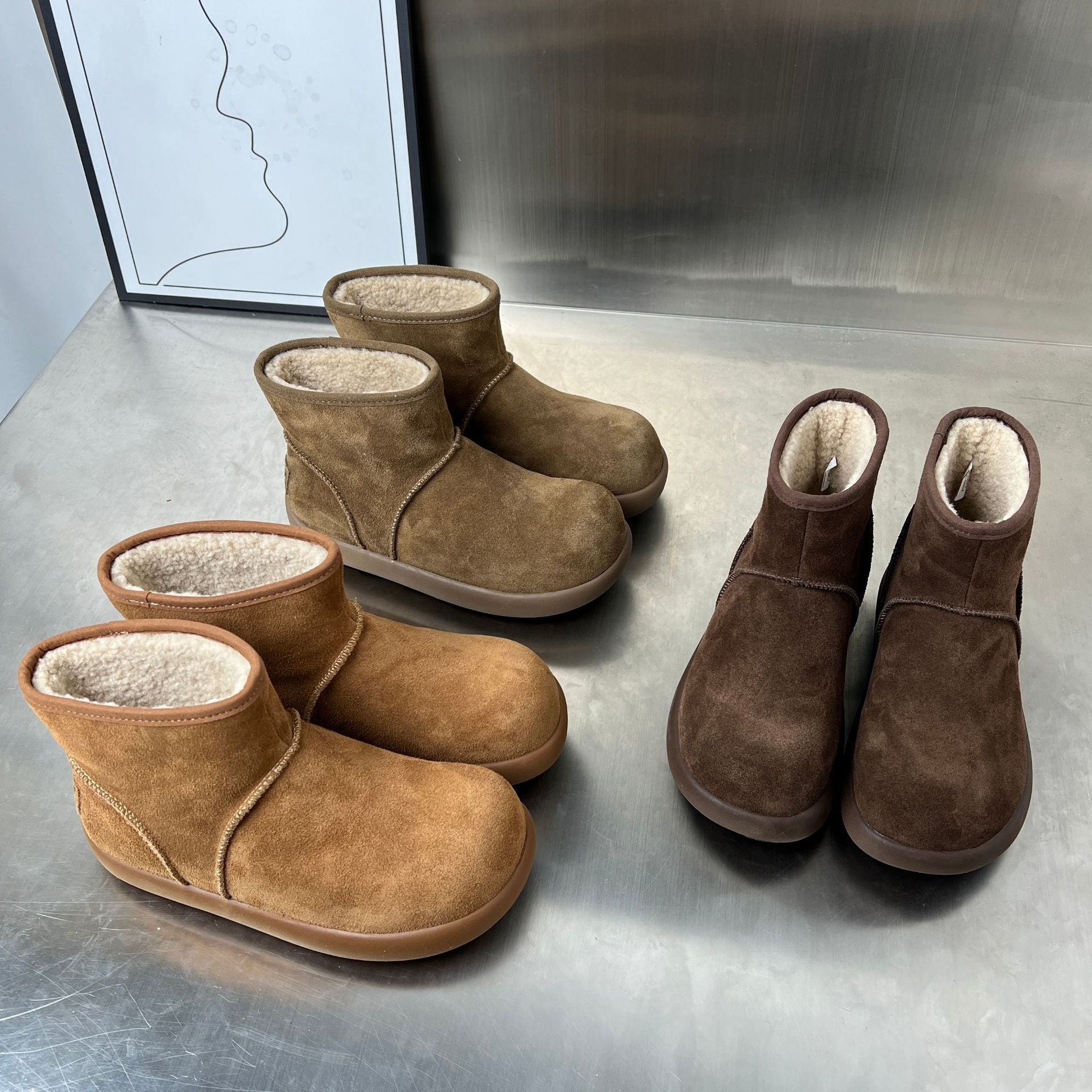 Damen Gemütliche Winterstiefel aus hochwertigem Wildleder mit warmem Innenfutter R&B