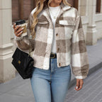 Damen Plüschjacke mit Karomuster R&B