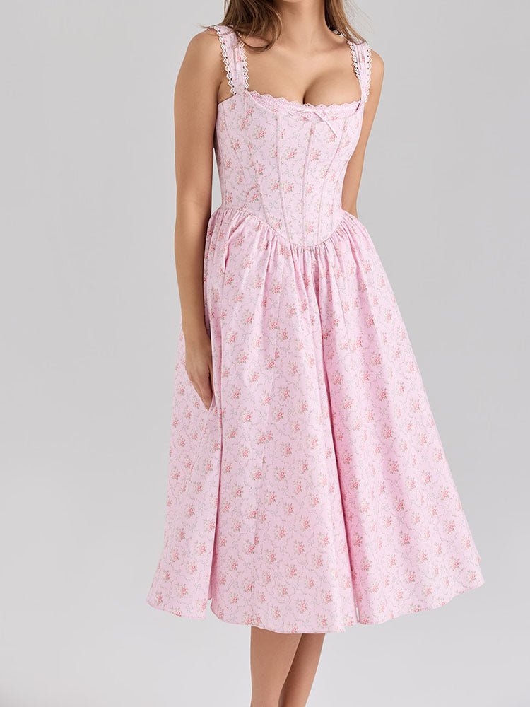 Damen Fein genähtes Sommerkleid mit floralen Mustern R&B
