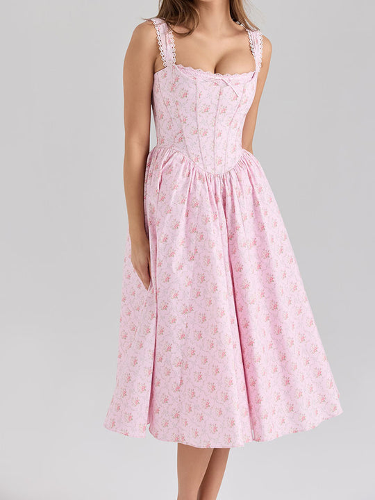 Damen Fein genähtes Sommerkleid mit floralen Mustern R&B
