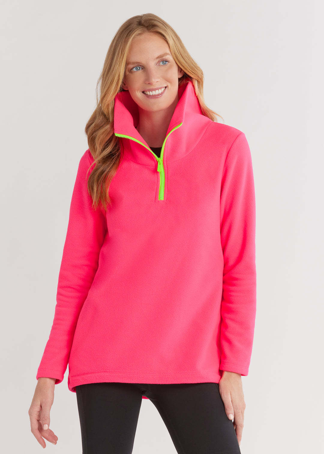 Damen Fleece-Pullover mit Stehkragen und sportlichem Reißverschluss R&B