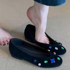 Damen elegante Ballerinas mit funkelndem Strassbesatz R&B