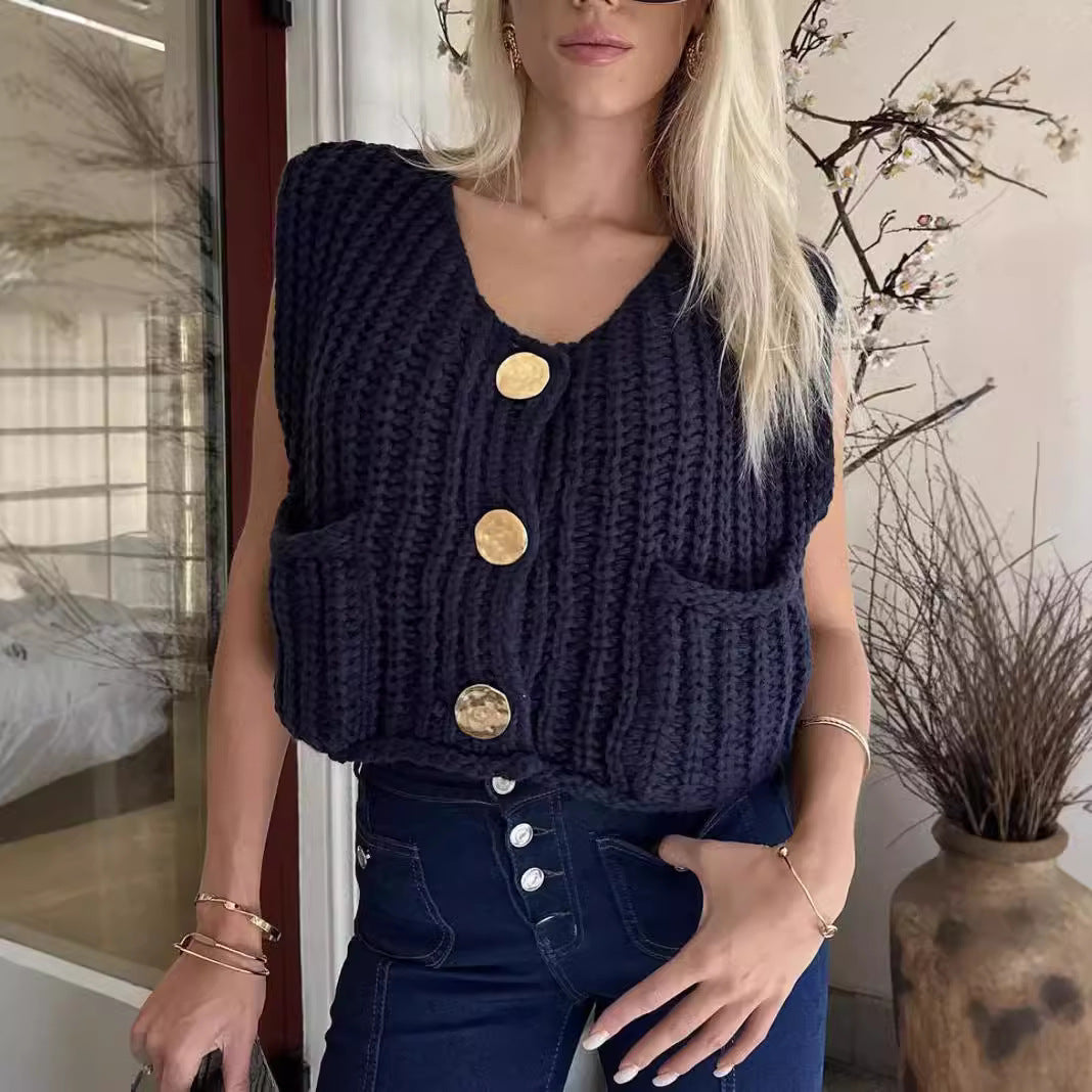 Damen Strickweste mit Taschen R&B