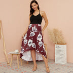 Damen Maxi-Kleid mit asymmetrischem Saum und floralem Muster R&B