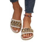 Damen Glamouröse Flipp-Flops mit hochwertiger Kettenverzierung R&B
