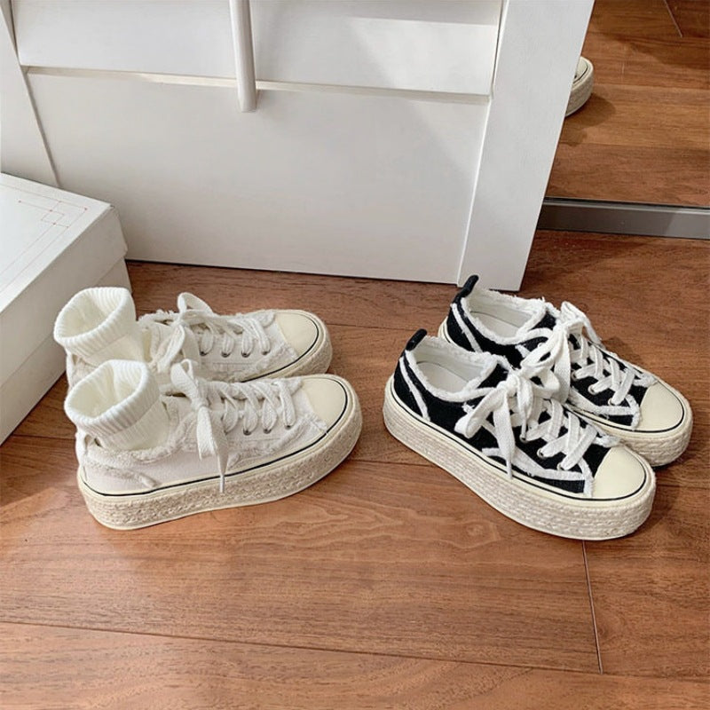 Damen modische Plateausneaker aus hochwertigem Canvas mit komfortabler Sohle R&B