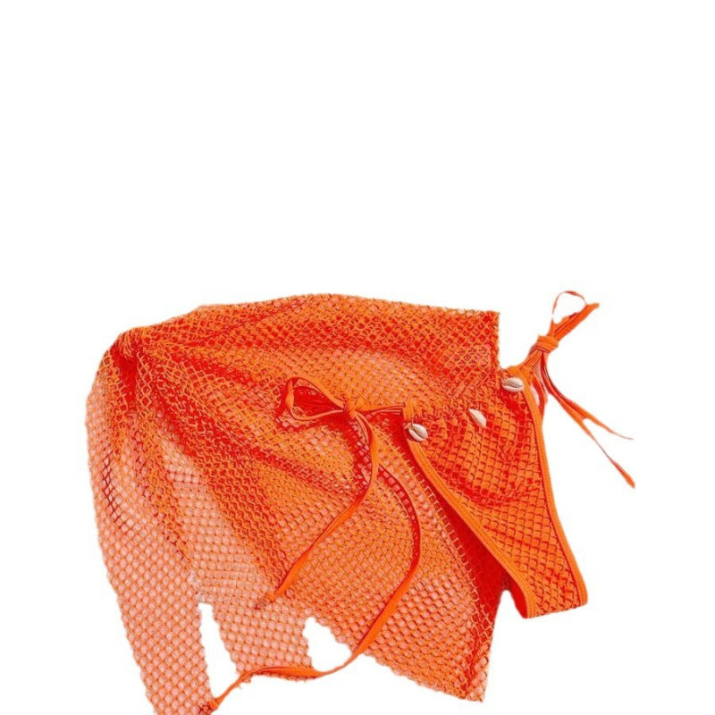 Damen Netz-Bikini-Set mit modischen Schleifen und Muscheldetails R&B